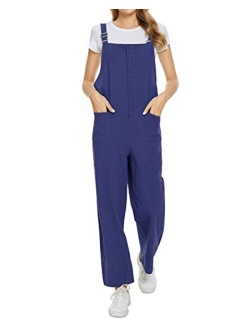 Unifizz Women' Long Loose Casual Solid Color Jumpsuits Wide Leg Overalls