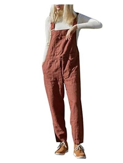 Unifizz Women' Long Loose Casual Solid Color Jumpsuits Wide Leg Overalls