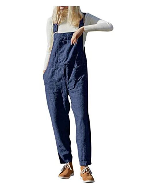 Unifizz Women' Long Loose Casual Solid Color Jumpsuits Wide Leg Overalls