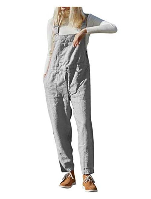 Unifizz Women' Long Loose Casual Solid Color Jumpsuits Wide Leg Overalls