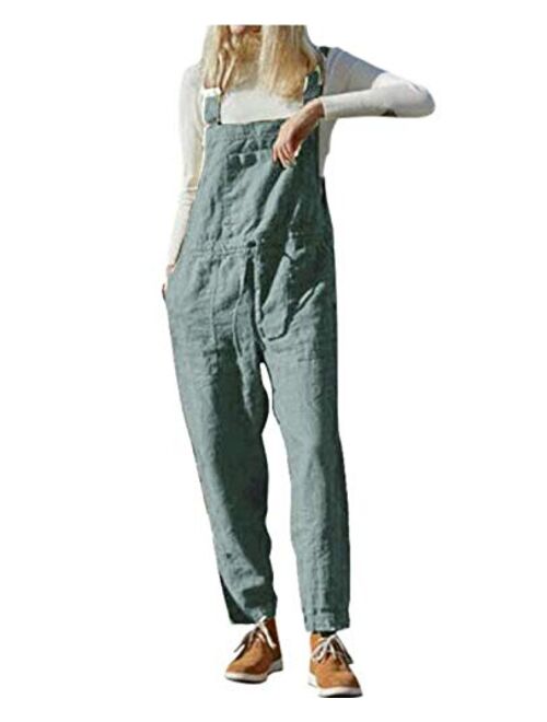 Unifizz Women' Long Loose Casual Solid Color Jumpsuits Wide Leg Overalls