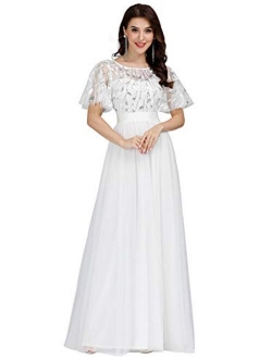 Women's A-Line Empire Waist Embroidery Evening Prom Dress 0904