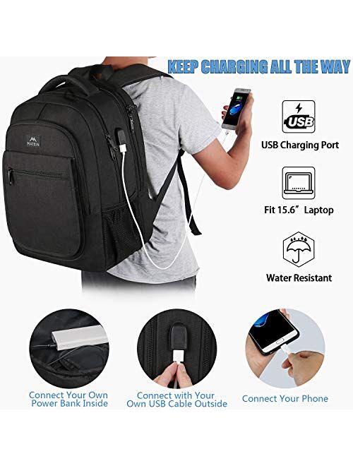 Travel Backpack for Men, Expandable Laptop Backpack with USB Charging Port, Large Anti Theft Business Computer Bag Water Resistant College School Bookbag Gift for Men Wom