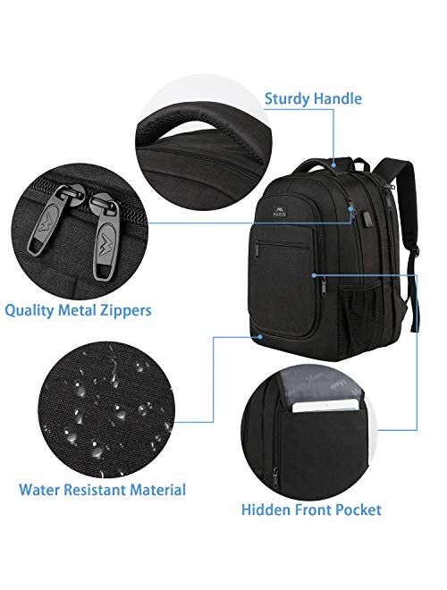 Travel Backpack for Men, Expandable Laptop Backpack with USB Charging Port, Large Anti Theft Business Computer Bag Water Resistant College School Bookbag Gift for Men Wom