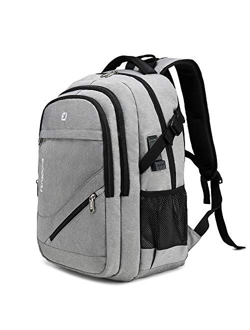 FENGDONG Waterproof Large Laptop Backpack 17.3 inch Durable Travel ,School College Backpack Bookbag Business Backpack with USB Charging, Headset Port and Luggage Sleeve f