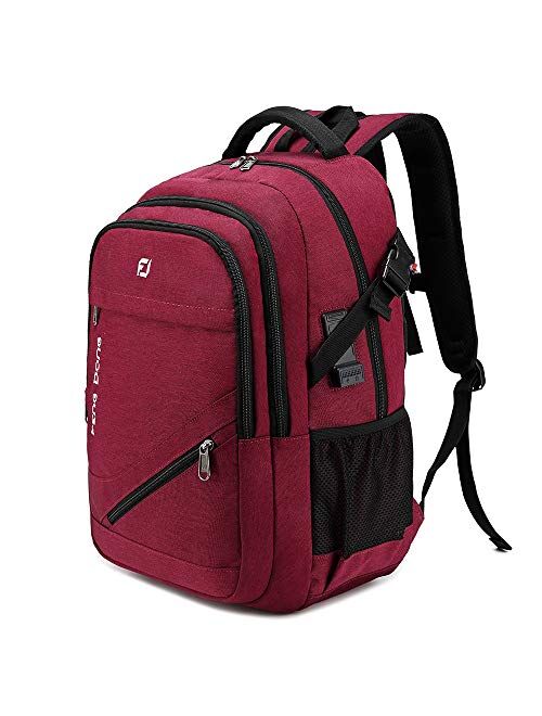 FENGDONG Waterproof Large Laptop Backpack 17.3 inch Durable Travel ,School College Backpack Bookbag Business Backpack with USB Charging, Headset Port and Luggage Sleeve f