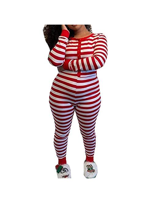 Women's V Neck Long Sleeve Jumpsuit Bodycon One Piece Pajamas Bodysuit Romper Sleepwear