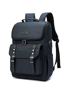 Vintage Backpack Travel Laptop Backpack with usb Charging Port for Women & Men School College Students Backpack Fits 15.6 Inch Laptop Grey