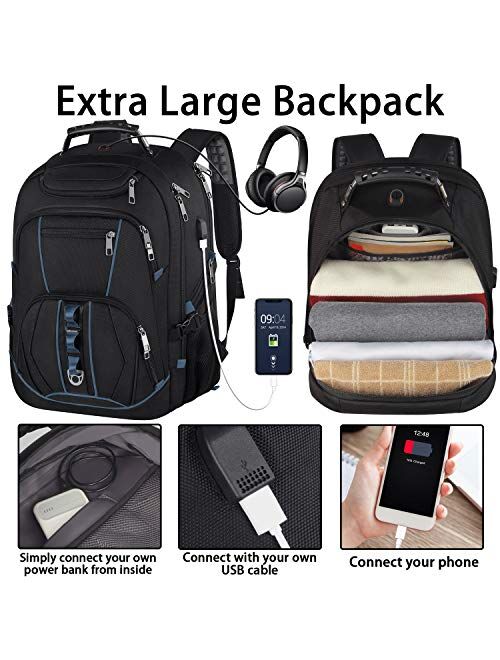 Travel Laptop Backpack,Extra Large 18.4 inch Gaming Laptop Backpacks with USB Charging Port,Big Capacity TSA Friendly RFID Anti Theft Pocket Durable College School Heavy 