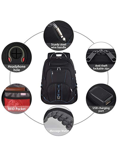 Travel Laptop Backpack,Extra Large 18.4 inch Gaming Laptop Backpacks with USB Charging Port,Big Capacity TSA Friendly RFID Anti Theft Pocket Durable College School Heavy 