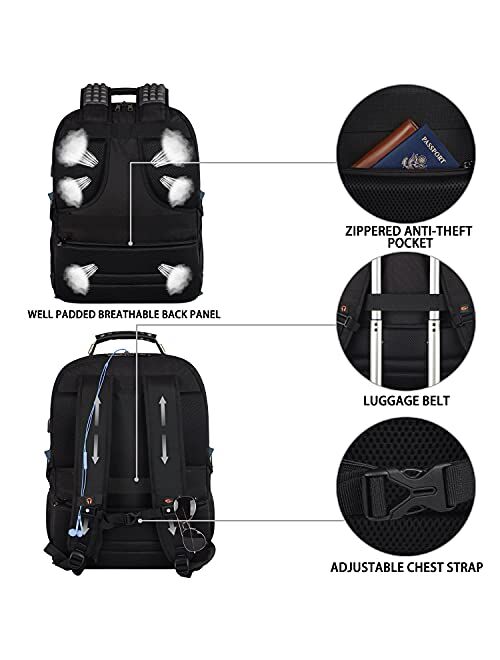 Travel Laptop Backpack,Extra Large 18.4 inch Gaming Laptop Backpacks with USB Charging Port,Big Capacity TSA Friendly RFID Anti Theft Pocket Durable College School Heavy 