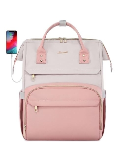 Laptop Backpack for Women Travel Business Computer Bag Purse Bookbag with USB Port Fits 15.6-Inch Laptop Beige Grey
