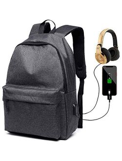 Peicees Galaxy School Backpack with USB Charging Port Waterproof Bookbag Daypack Rucksack for Teen Boys and Girls