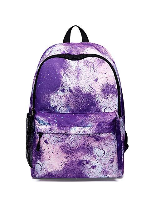 Peicees Galaxy School Backpack with USB Charging Port Waterproof Bookbag Daypack Rucksack for Teen Boys and Girls