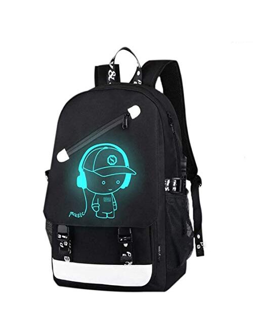 Anime Luminous Backpack Noctilucent Bags Daypack USB Chargeing Port Laptop Bag Handbag for Boys Girls Men Women