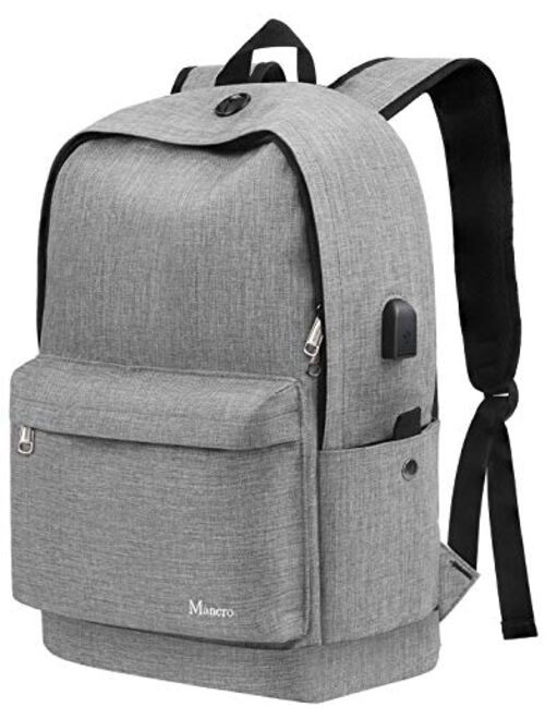 School Backpack, College Middle High Student Anti-Theft Laptop Backpack for Boy Girl Men Women, Mancro Water Resistant Tarvel Computer Bag with USB Charging Port, Fit 15.