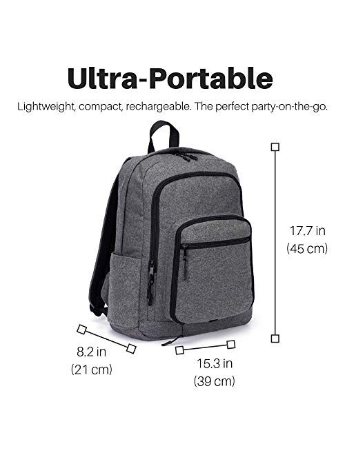 Bluetooth Speaker Backpack with 20-Watt Speakers & Subwoofer for Parties/Festivals/Beach/School. Rechargeable, Works with iPhone & Android(Gray, 2020 Edition)