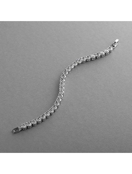 Mariell Silver Platinum 6 1/2" Petite Size CZ Crystal Bridal Tennis Bracelet, Perfect for Smaller Wrist