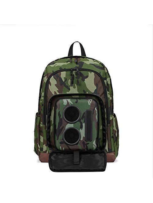 Bluetooth Speaker Backpack with 20-Watt Speakers & Subwoofer for Parties/Festivals/Beach/School. Rechargeable, Works with iPhone & Android (Camouflage, 2021 Premium Editi