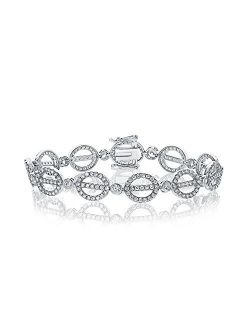 Montage Jewelry Women's Sterling Silver & Cubic Zirconia Circle Shape Bridal Bracelet