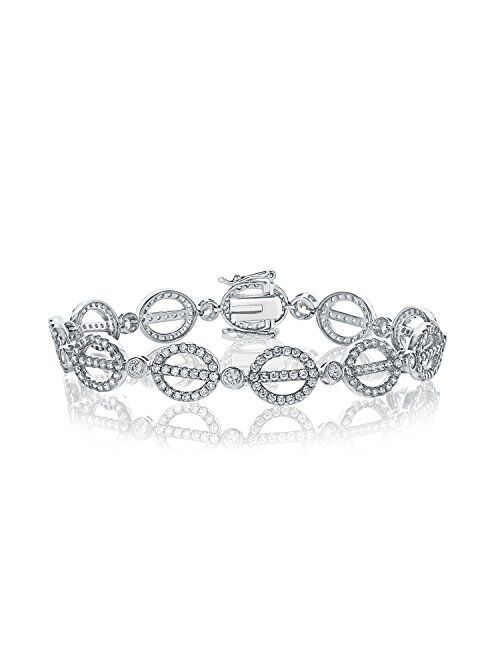 Montage Jewelry Women's Sterling Silver & Cubic Zirconia Circle Shape Bridal Bracelet