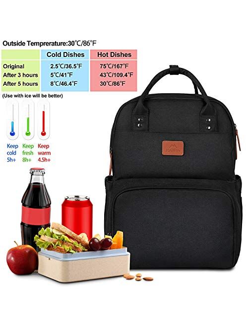 Lunch Backpack for Women, Insulated Cooler Backpacks with USB Port, 15.6 inch College School Laptop Bookbag Reusable Waterproof Tote Food Bag for Work Beach Camping Picni