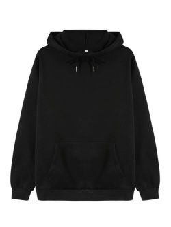 Solid Thermal Lined Drawstring Hoodie