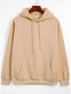 Solid Thermal Lined Drawstring Hoodie