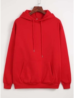 Solid Thermal Lined Drawstring Hoodie