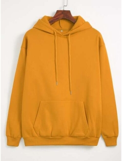 Solid Thermal Lined Drawstring Hoodie