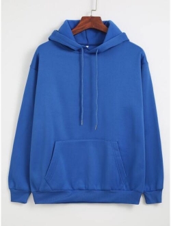 Solid Thermal Lined Drawstring Hoodie