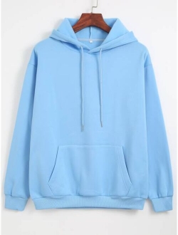 Solid Thermal Lined Drawstring Hoodie