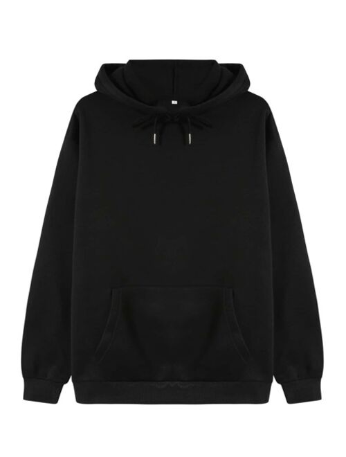 Buy Shein Solid Thermal Lined Drawstring Hoodie online | Topofstyle