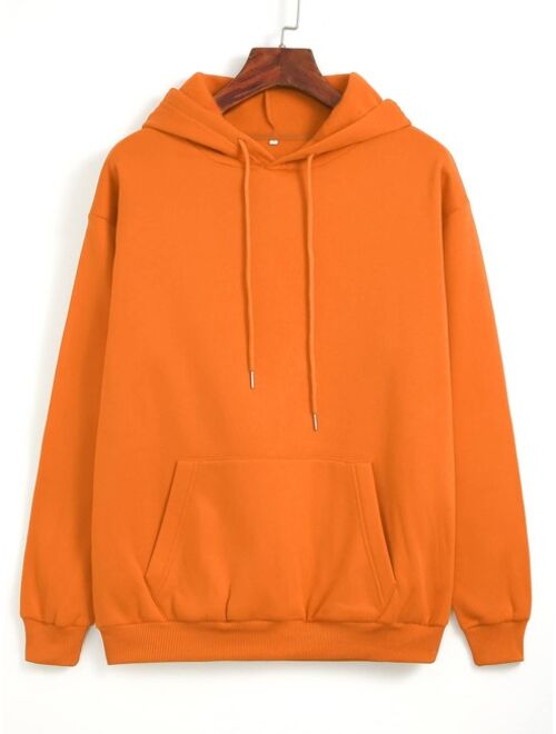 Shein Solid Thermal Lined Drawstring Hoodie