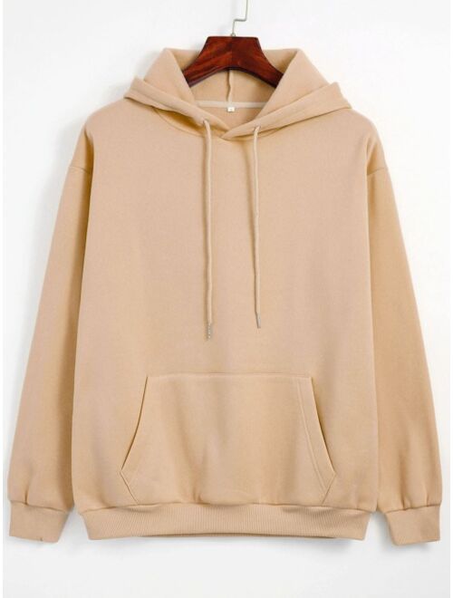 Shein Solid Thermal Lined Drawstring Hoodie