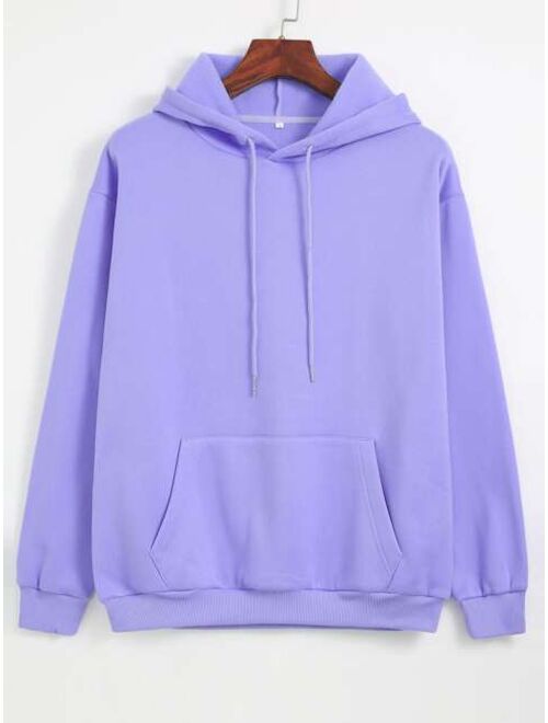 Shein Solid Thermal Lined Drawstring Hoodie