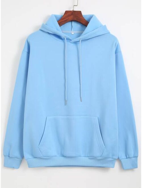 Shein Solid Thermal Lined Drawstring Hoodie