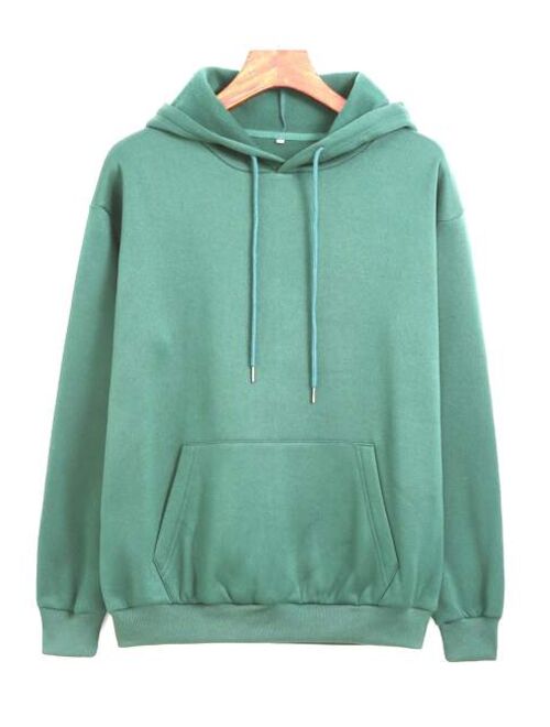 Shein Solid Thermal Lined Drawstring Hoodie