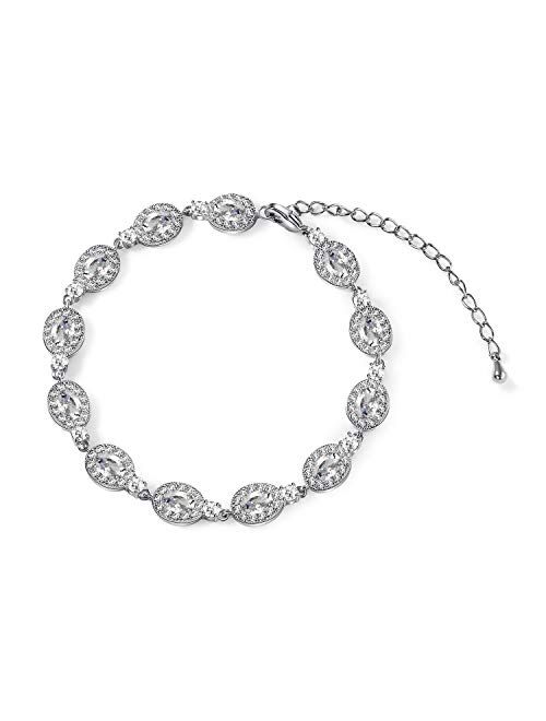 SWEETV Wedding Bridal Bracelet for Brides,Bridesmaid-Crystal Cubic Zirconia Tennis Bracelet Wedding Jewelry