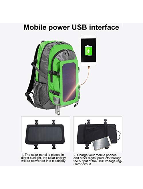 Emoshayoga Camping Backpack Reusable Waterproof Solar Panel Charger Outdoor Backpack for Camping Hiking Fishing Riding