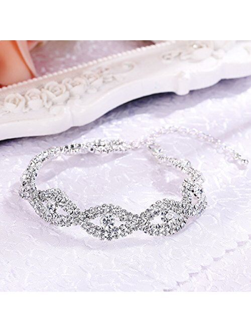 BriLove Wedding Bridal Bracelet for Women Crystal Infinity Tennis Bracelet Clear Silver-Tone