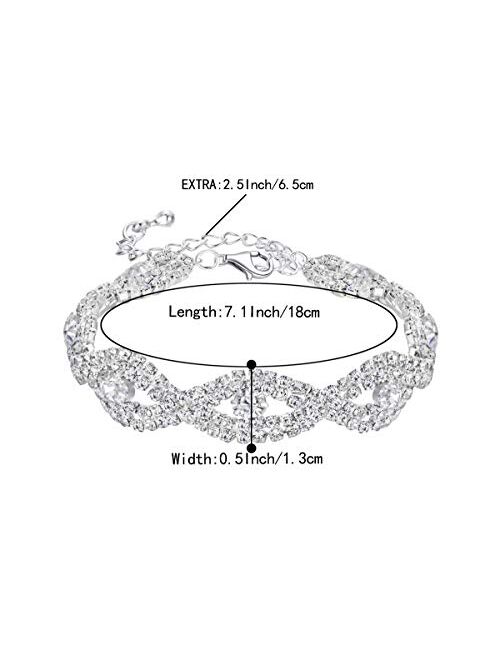 BriLove Wedding Bridal Bracelet for Women Crystal Infinity Tennis Bracelet Clear Silver-Tone