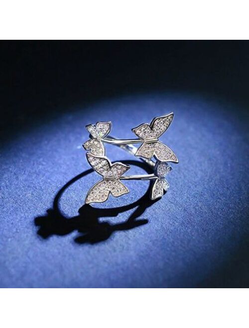 AkoaDa New Product Adjustable Opening Butterfly Ring Personality Ring Female