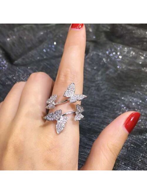 AkoaDa New Product Adjustable Opening Butterfly Ring Personality Ring Female