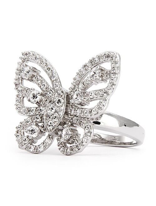 Sterling Silver CZ Butterfly Ring, Sizes 5 to 10