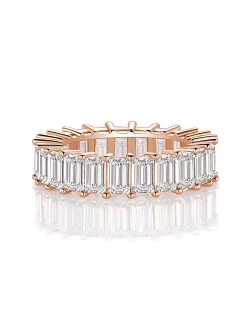 XBRN Eternity Band,Cubic Zirconia Band Emerald Cut Eternity Ring Band for Women Men