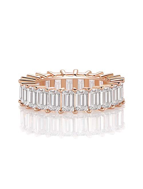 XBRN Eternity Band,Cubic Zirconia Band Emerald Cut Eternity Ring Band for Women Men