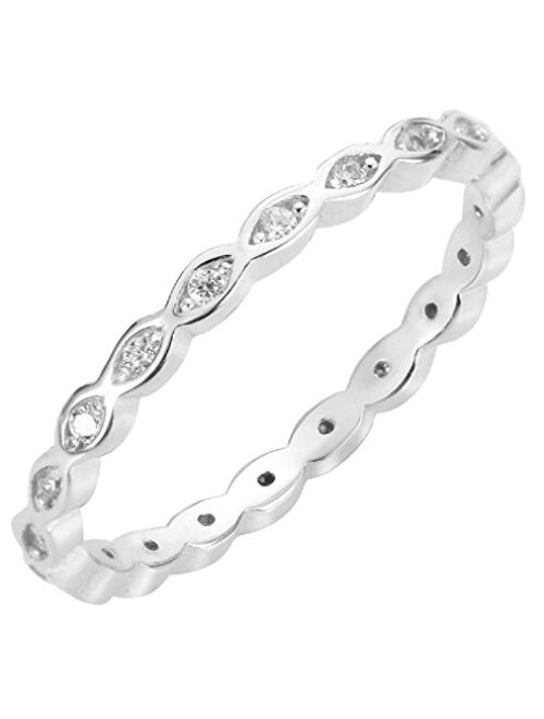 CloseoutWarehouse Cubic Zirconia Stackable Endless Eternity Ring Sterling Silver (Color Options, Sizes 3-15)