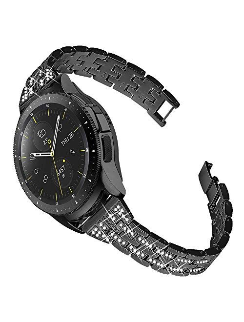 Joyozy Women Girls Stylish Band for Samsung Galaxy Watch (42mm)/Galaxy Watch3(41mm)/Active/2(40mm)/(44mm)/Ticwatch 2, Stainless Steel 20mm Jewelry Watch Strap Band Wrist 