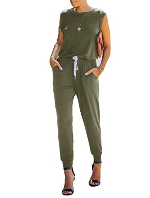 Women One Off Shoulder Jumpsuits Short Sleeve Casual Skinny Long Pants Rompers with Pockets